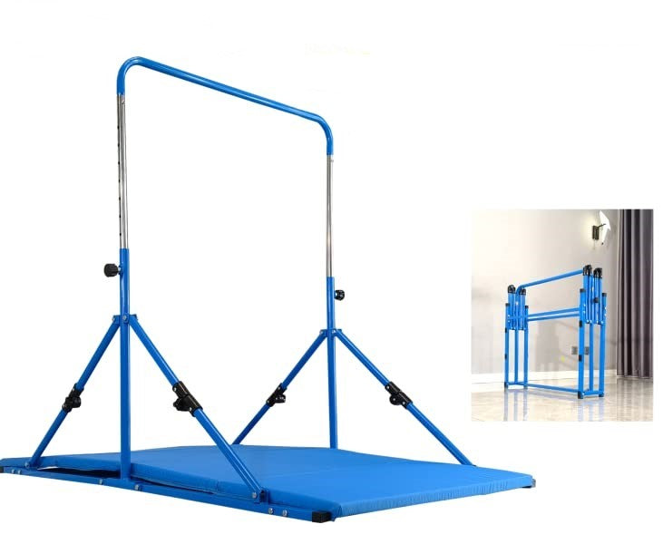 Mini Folding Junior Pro Adjustable. 84cm to 125cm Horizontal Bars plus free tumble mat