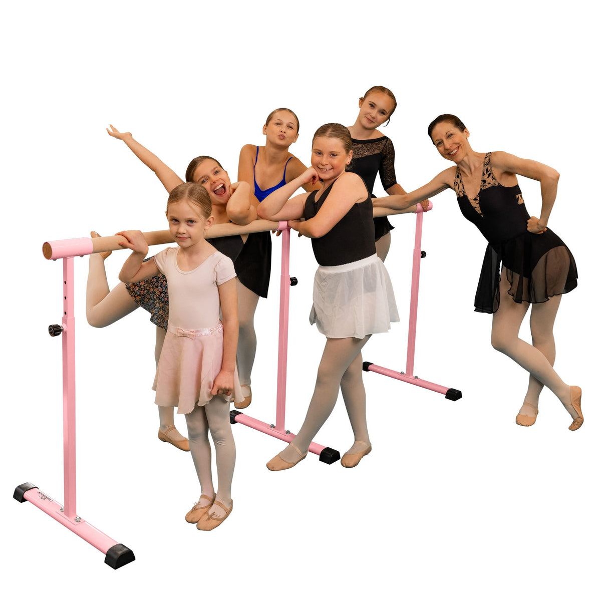 Pink barre 150 cm portable legs extended view