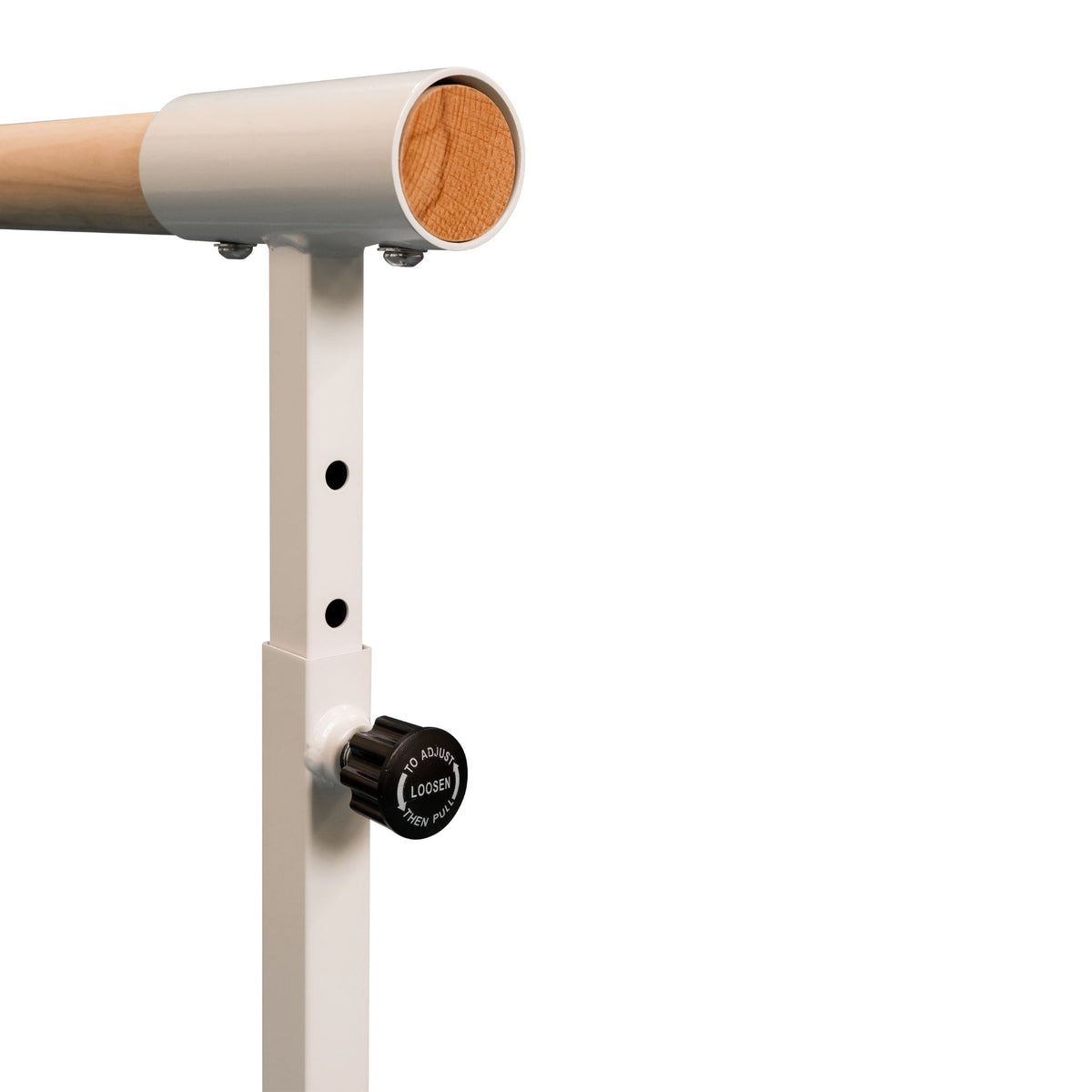 Close-up of white 150 cm barre upright post