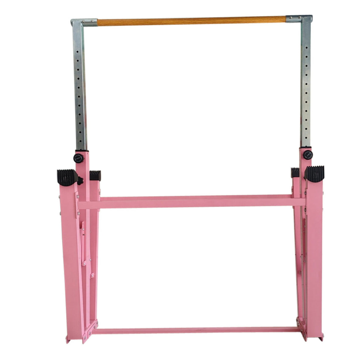 Cannons UK pink gymnastics bar fully folded for easy storage.