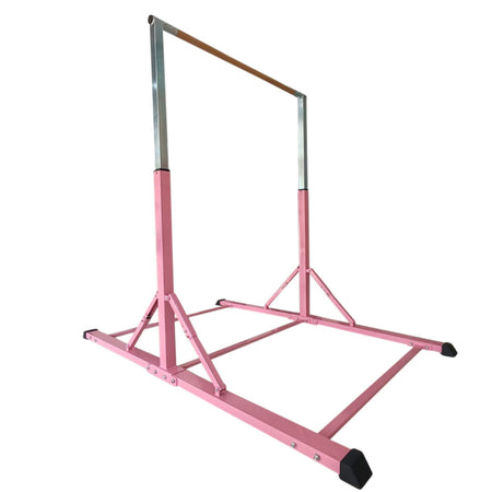 Full view of Cannons UK pink deluxe bar showing adjustable height and stable base.