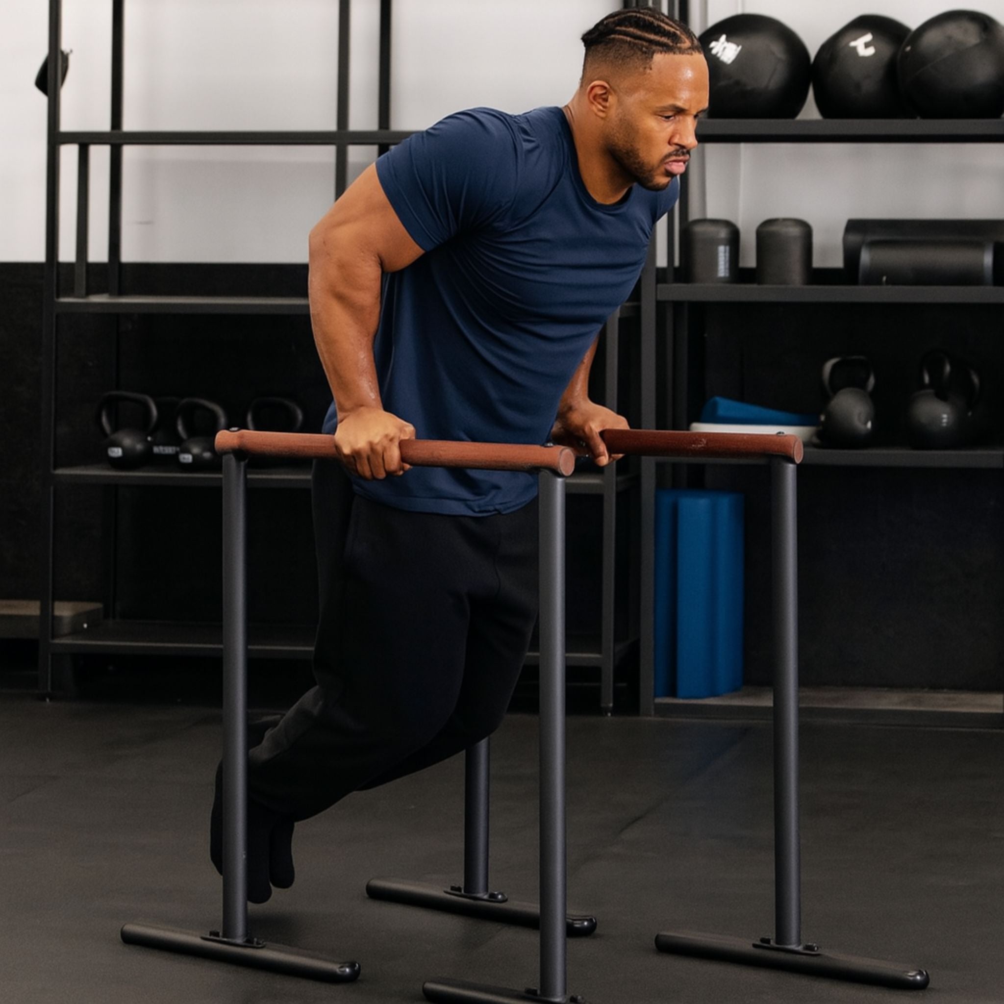 Cannons UK Wooden Handle Dip Bars – Beech Wood Steel Frame