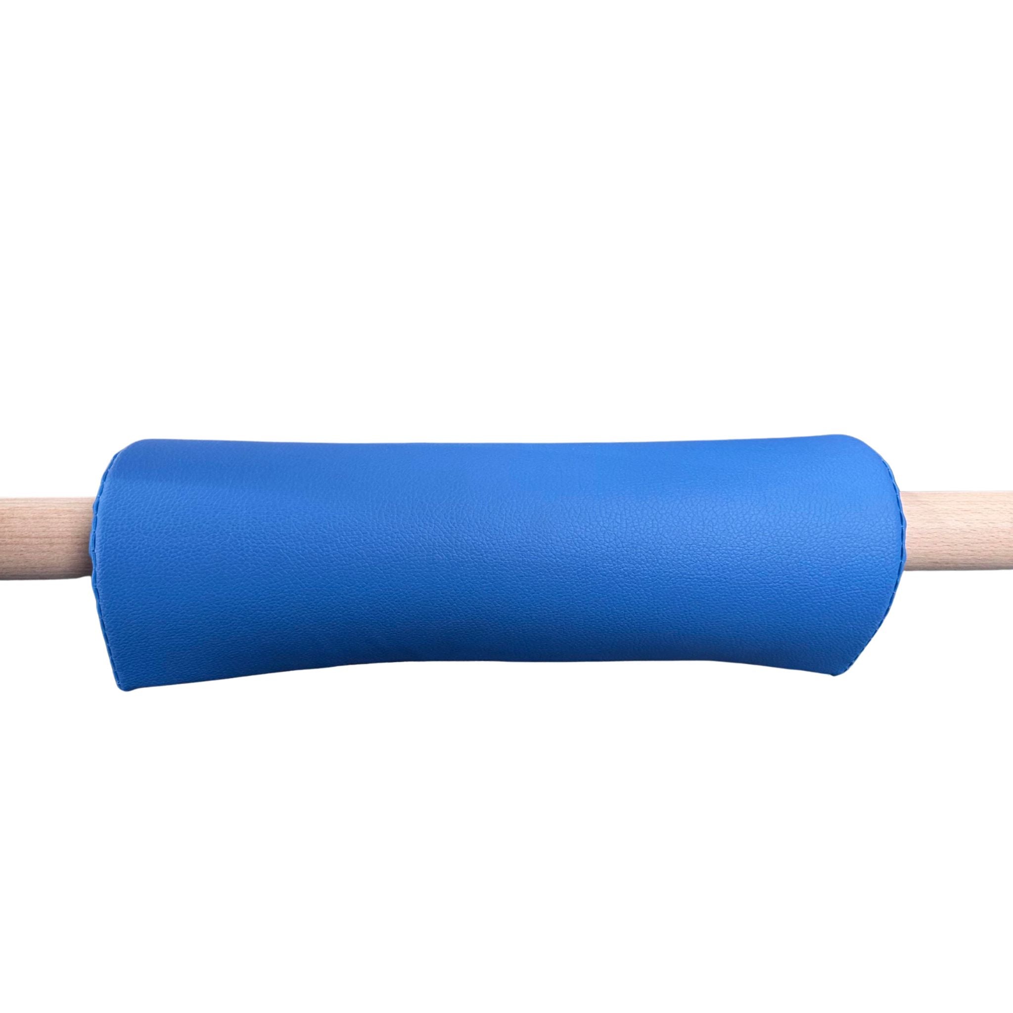 Cannons UK bar padding for horizontal bars blue fitted on bar side view for training comfort and wrist/hip protection