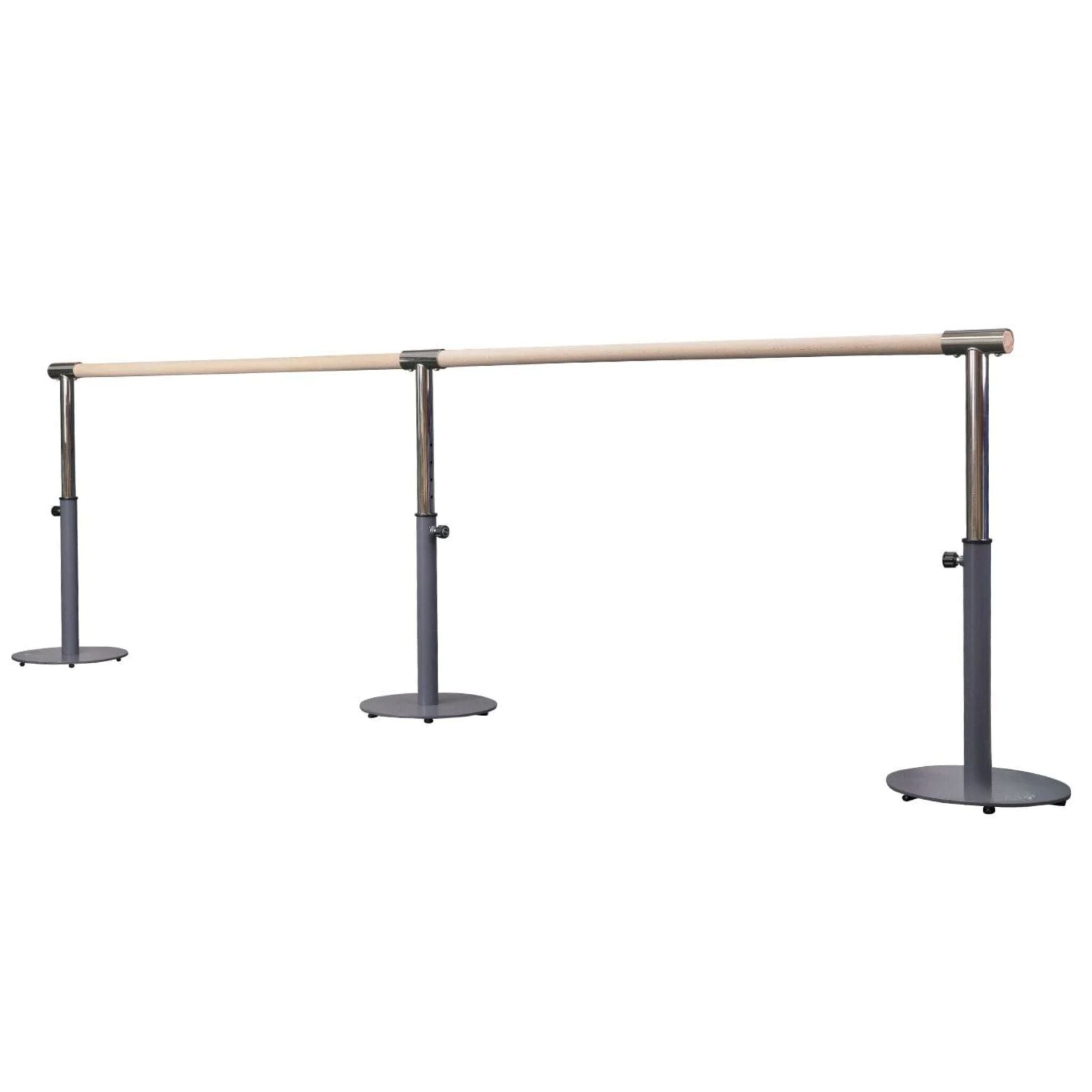 Detail view of support leg base plate and floor interface