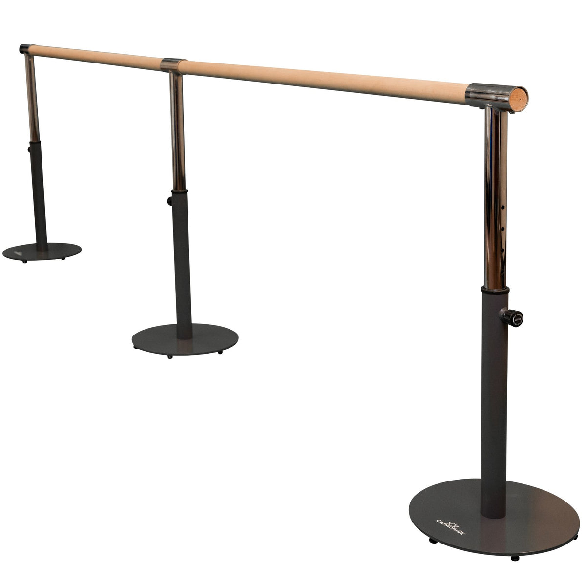 Commercial barre side transition from floor to upright detail