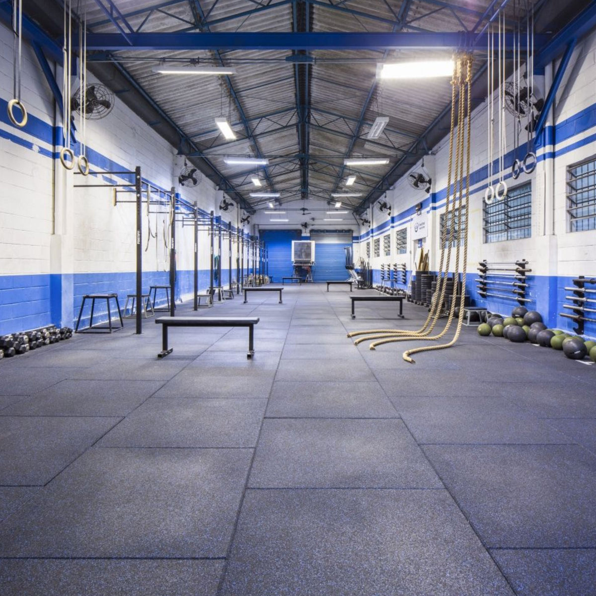 Flatline 13m² garage gym flooring tiles installed in single garage setup