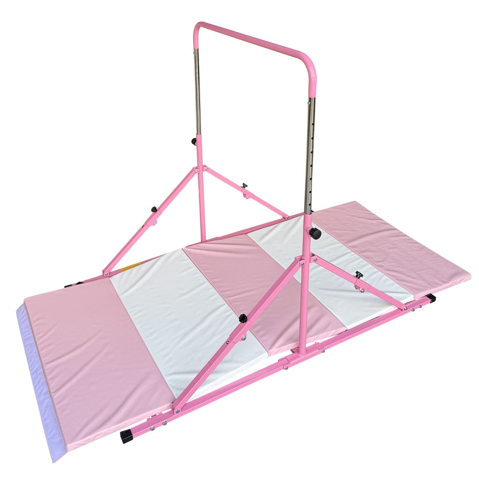 Pink Junior Pro adjustable gymnastics bar – front view