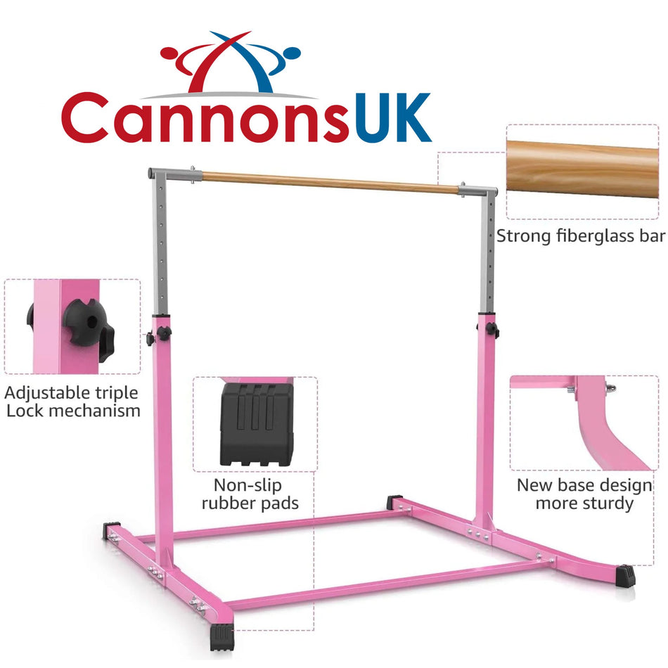 Pink kip bar with adjustable height for beginners