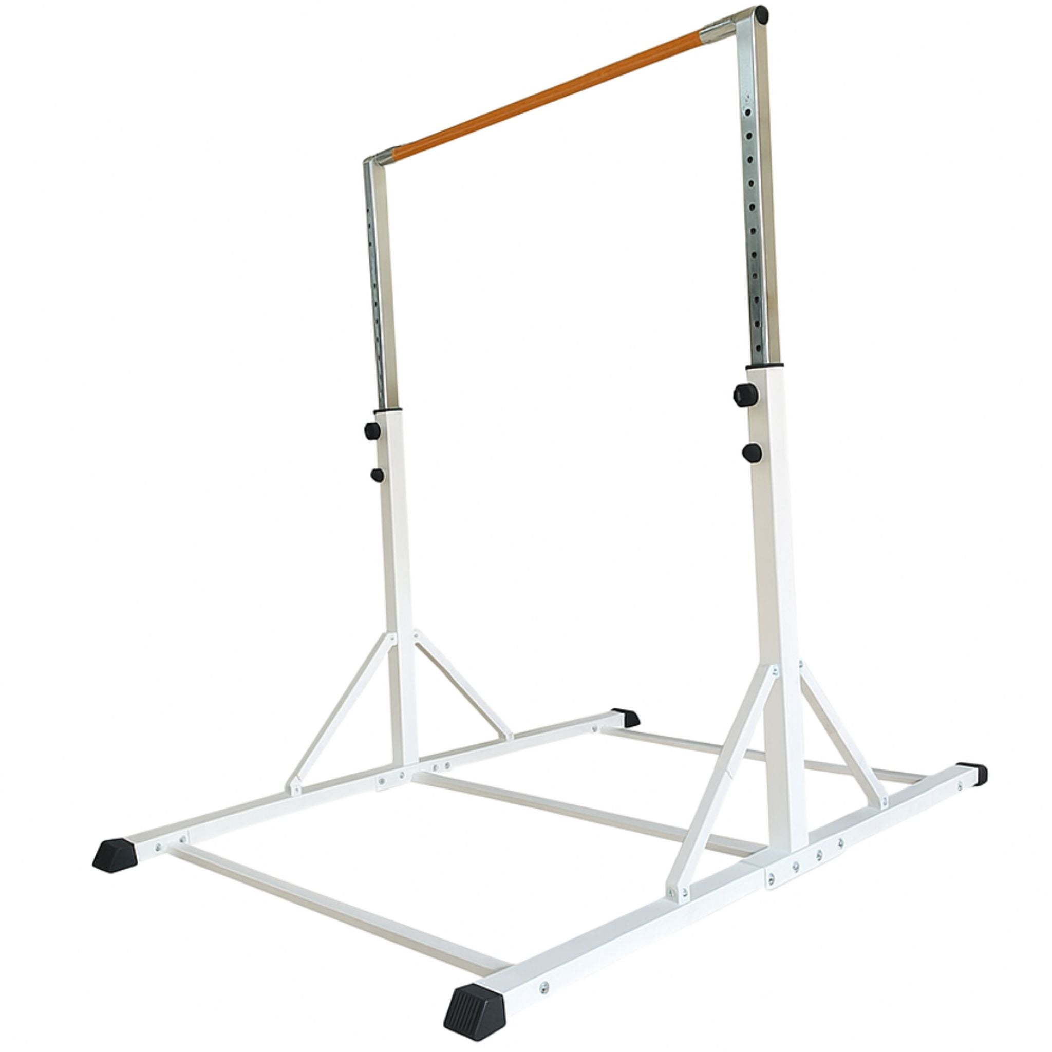 Cannons UK deluxe white gymnastics bar with wooden training bar on light background.
