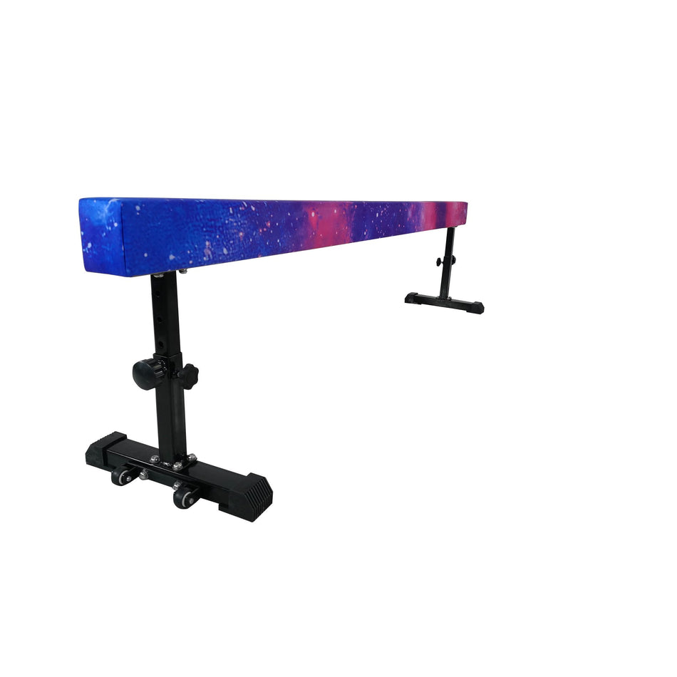 Cosmic Cannons UK 8ft solid gymnastics balance beam with multicolour design for fun training at home or gym.