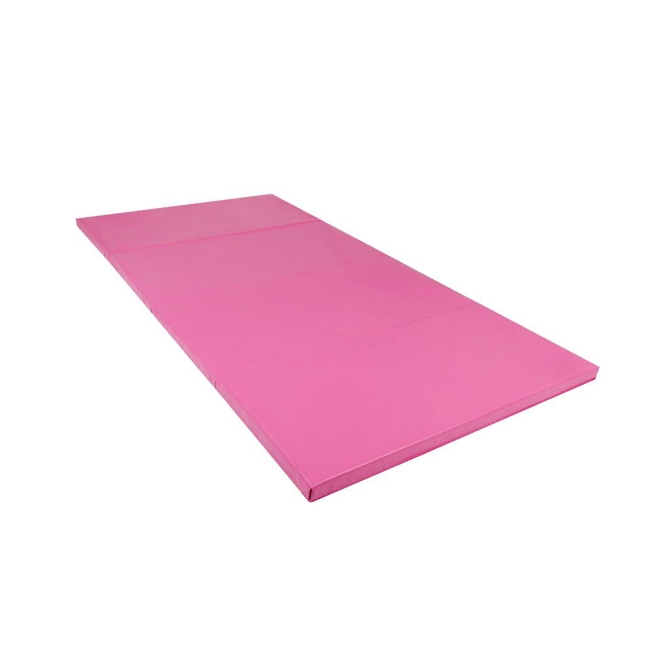 Pink Cannons UK foldable double mat 8ft x 4ft x 50mm laid flat for gymnastics, martial arts, and fitness.