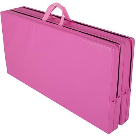 Pink Cannons UK foldable double mat folded into three sections, designed for easy storage.