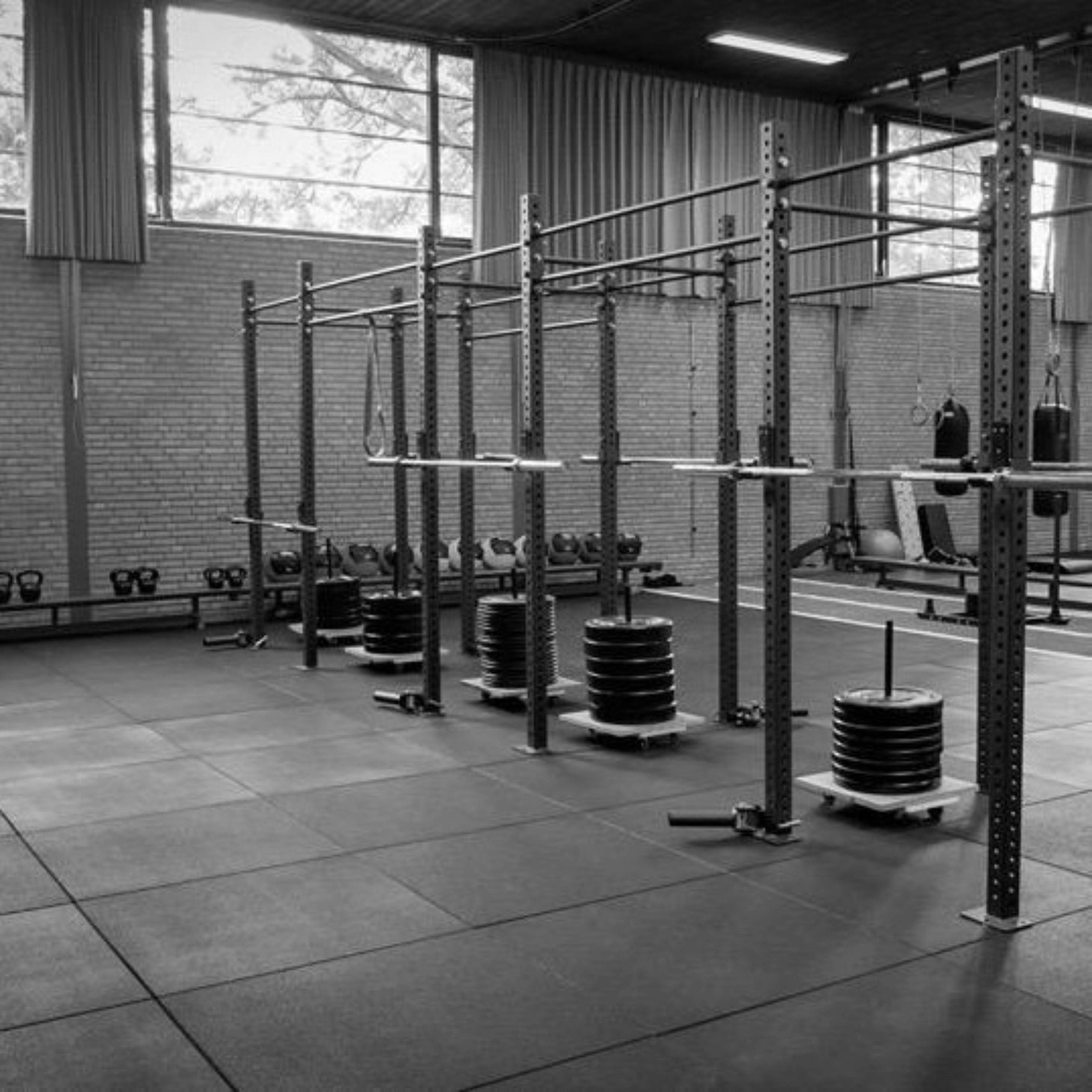 1m x 1m x 30mm Flatline Black Rubber Gym Flooring Cannons UK