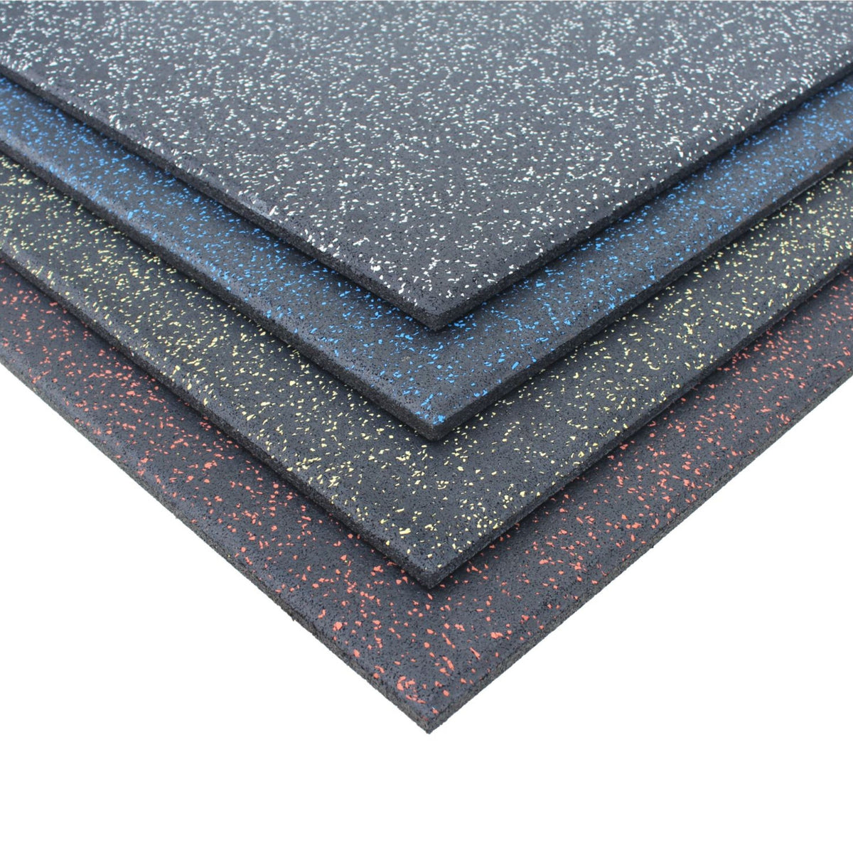 Corner sample stack of all four fleck rubber flooring colours