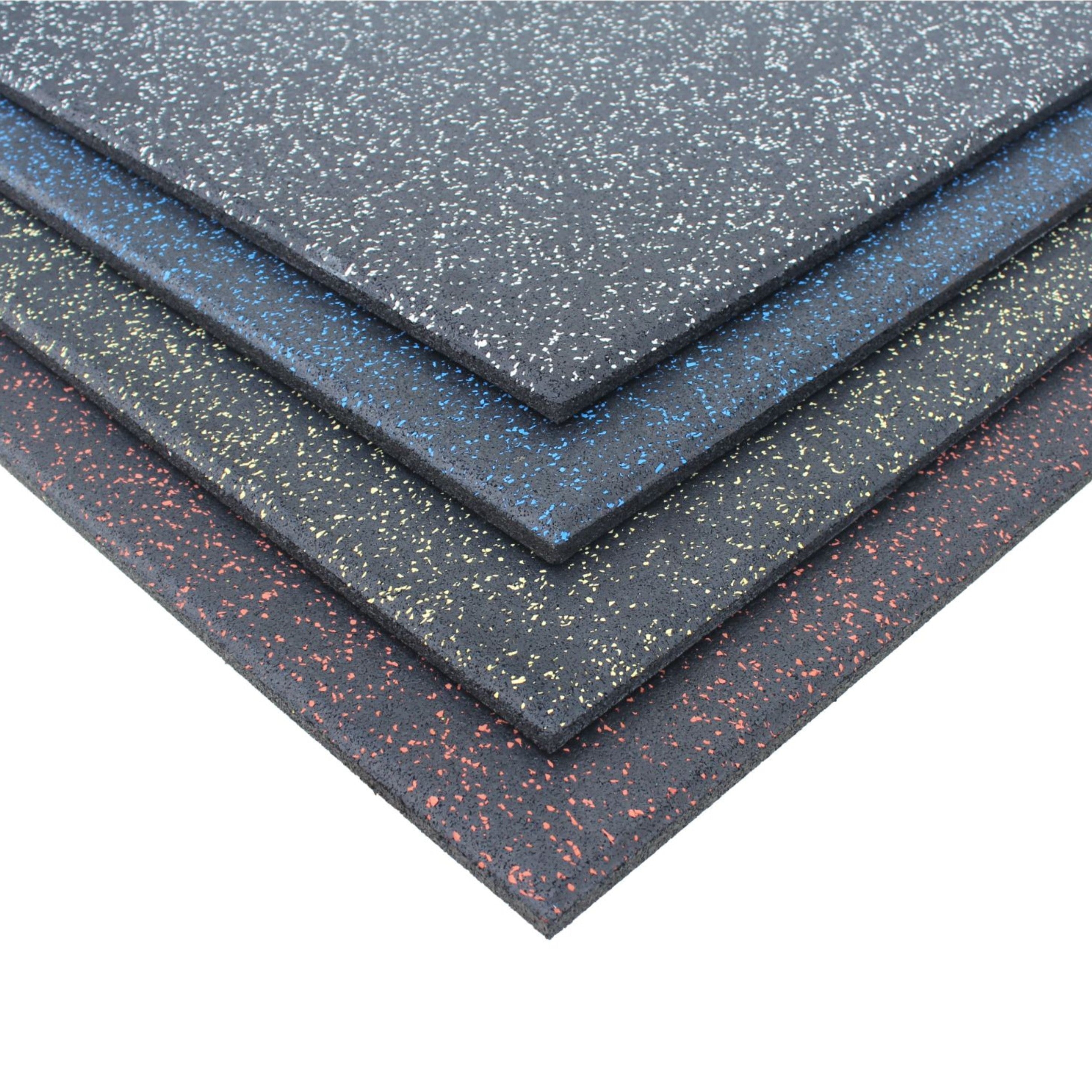 Corner sample stack of all four fleck rubber flooring colours
