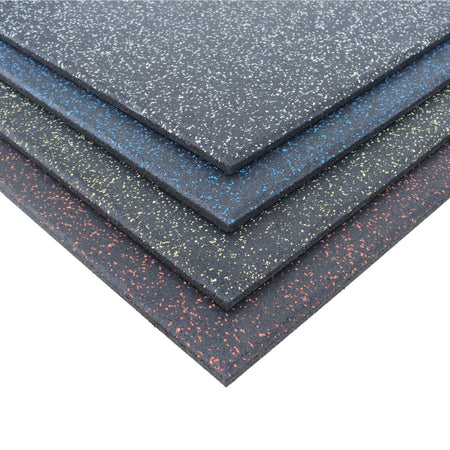 Corner sample stack of all four fleck rubber flooring colours