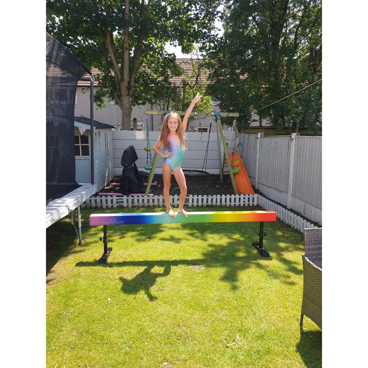 Cannons UK Rainbow 8ft Solid Gymnastics Beam with Adjusting Legs height between 26cm-44cm. B GRADE BARGAIN CORNER 2101 - Cannons UK
