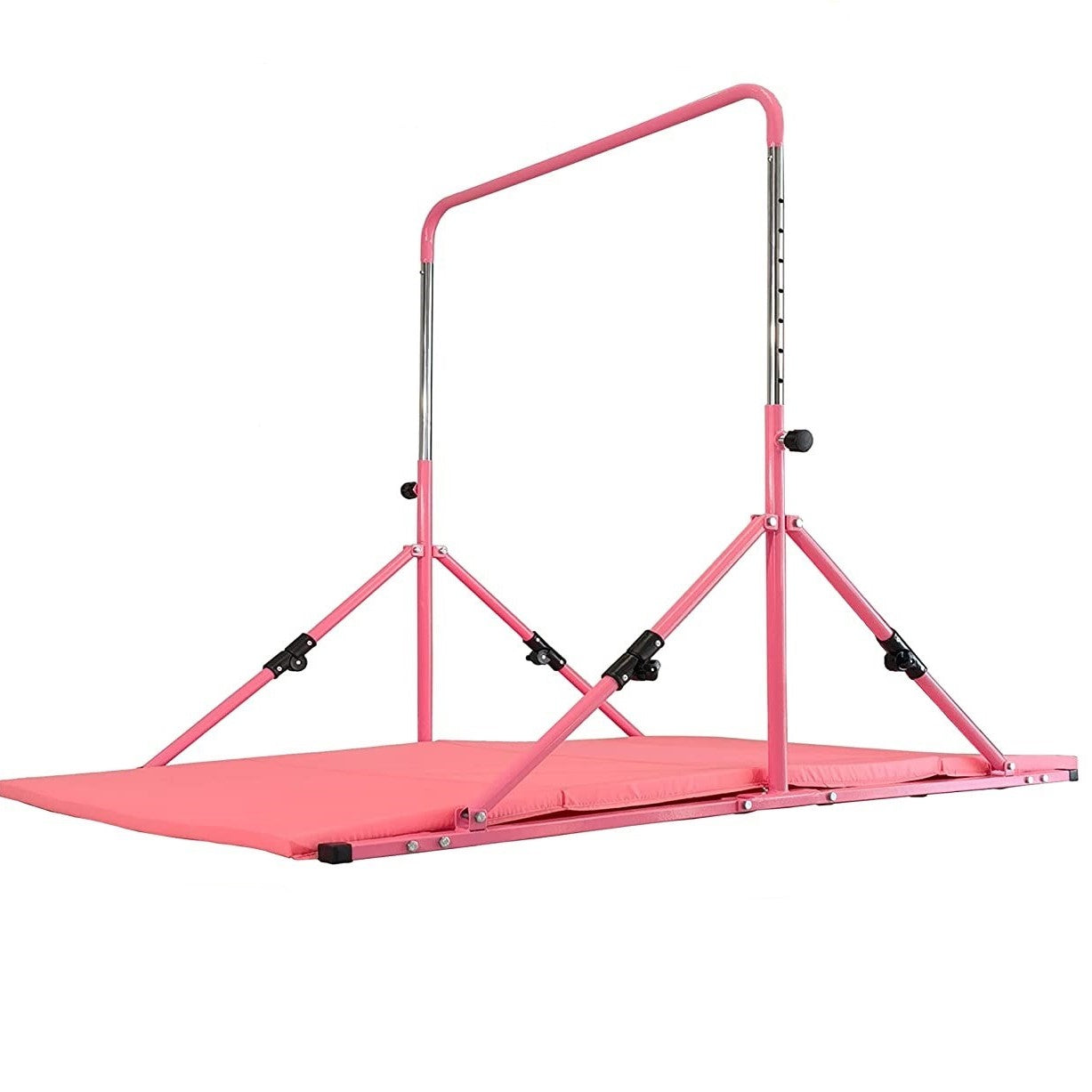 Mini Folding Junior Pro Adjustable. 84cm to 125cm Horizontal Bars plus free tumble mat. Pink, Green or Blue - Cannons UK