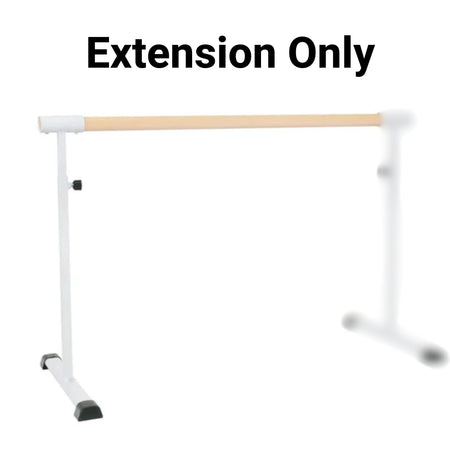 110 cm ballet barre extension shown connected between two freestanding barres  
