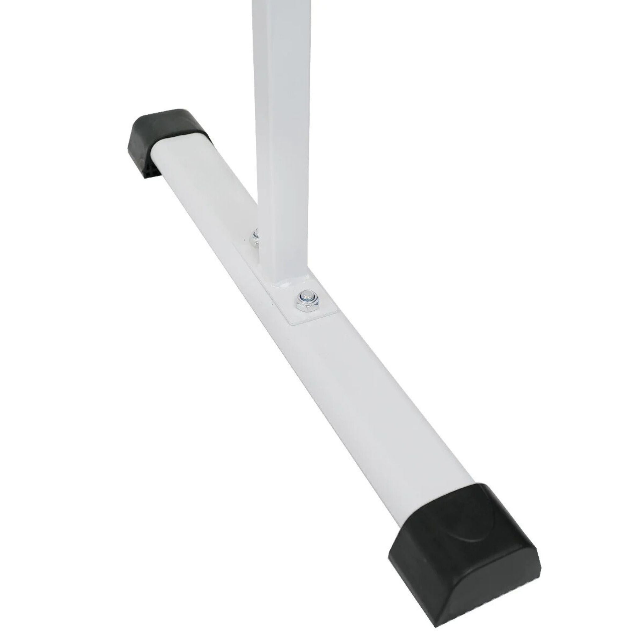 Folded-flat storage view of white 110 cm barre  
