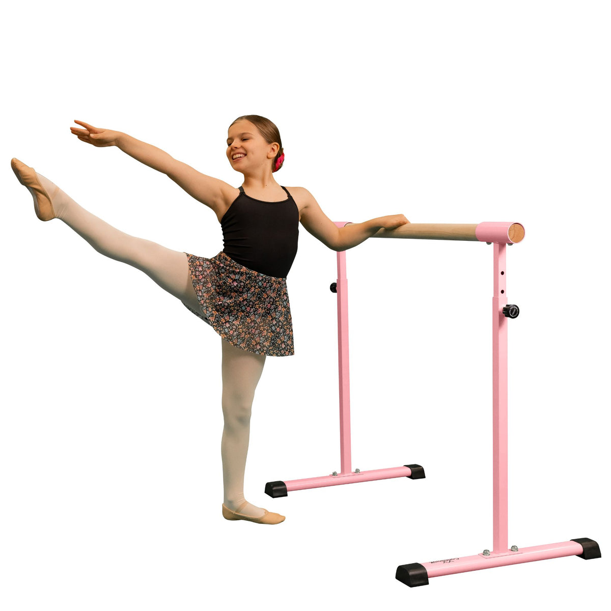Pink 150 cm barre in-use by adult
