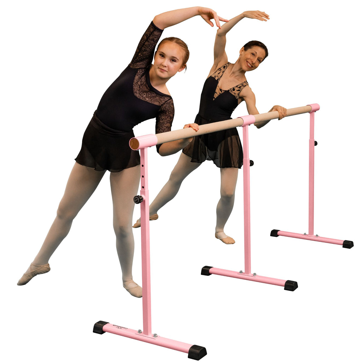 Angled studio shot of pink 150 cm barre
