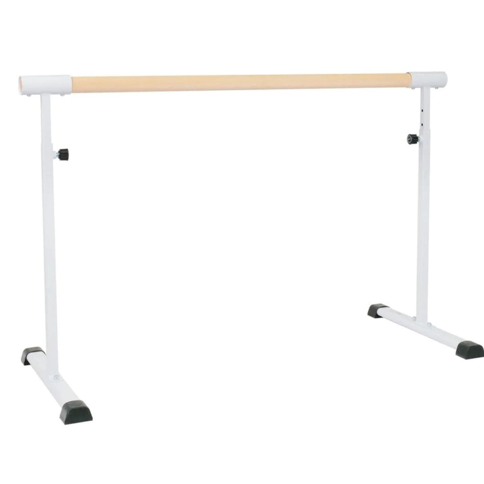 In-use shot: child using white 150 cm barre
