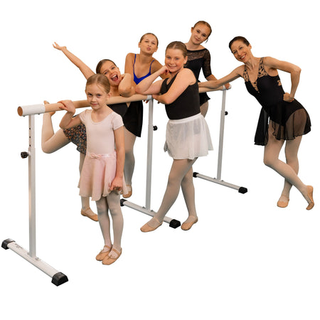White 150 cm barre portable setup – legs extended
