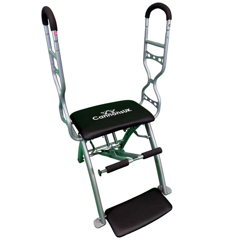 Black Pilates chair for home workouts and full-body Pilates training