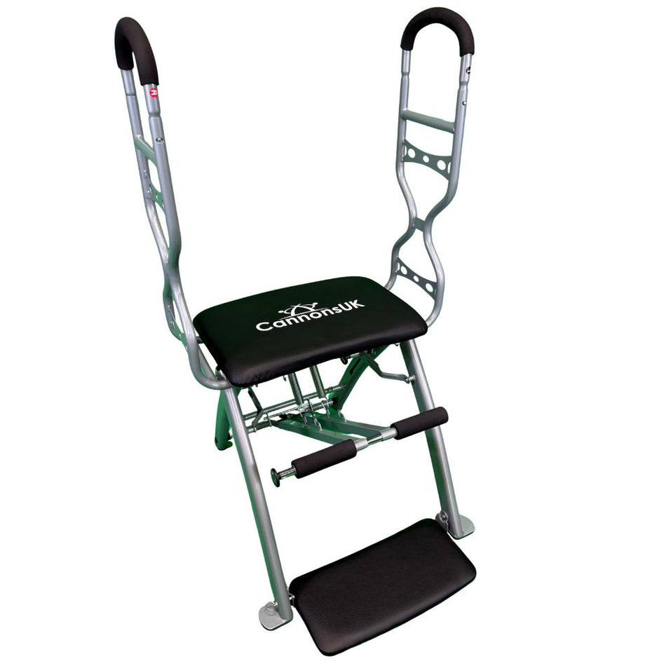 Black Pilates chair for home workouts and full-body Pilates training