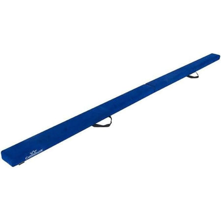 Blue Cannons UK 210cm folding gymnastics practice beam, closeup with folding mechanism and portable handle.