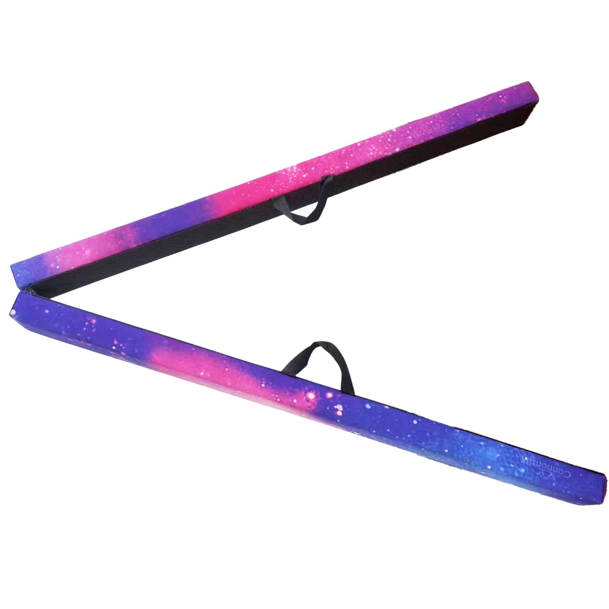 Cosmic Cannons UK 210cm folding gymnastics balance beam, angled side view showing fold-out build.