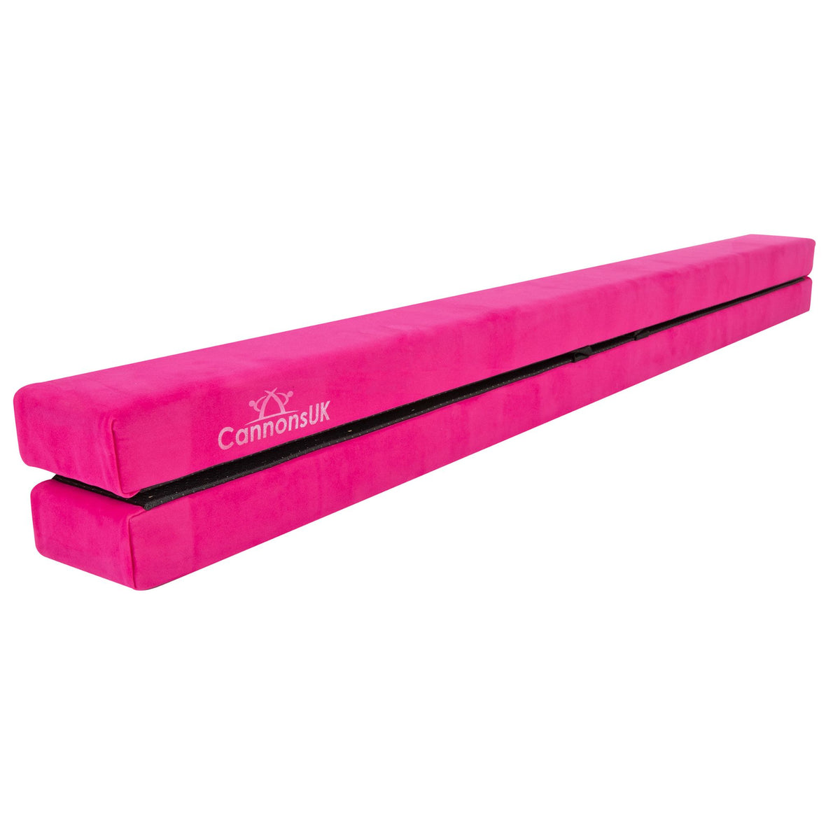 Pink Cannons UK 210cm folding gymnastics beam, side profile highlighting lightweight folding design.
