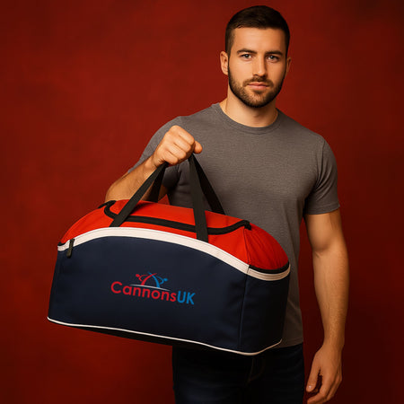 Cannons UK holdall bag close-up showing strong zip and durable material