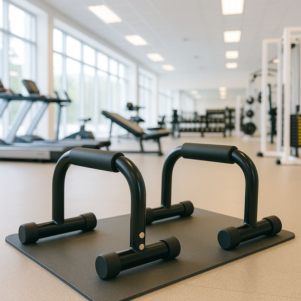 Sturdy black iron push-up stands for home fitness – Cannons UK.