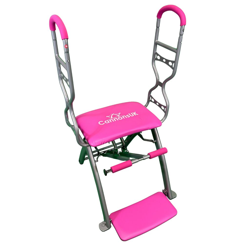 Pink Pilates chair by Cannons UK with comfortable padded seat and handles