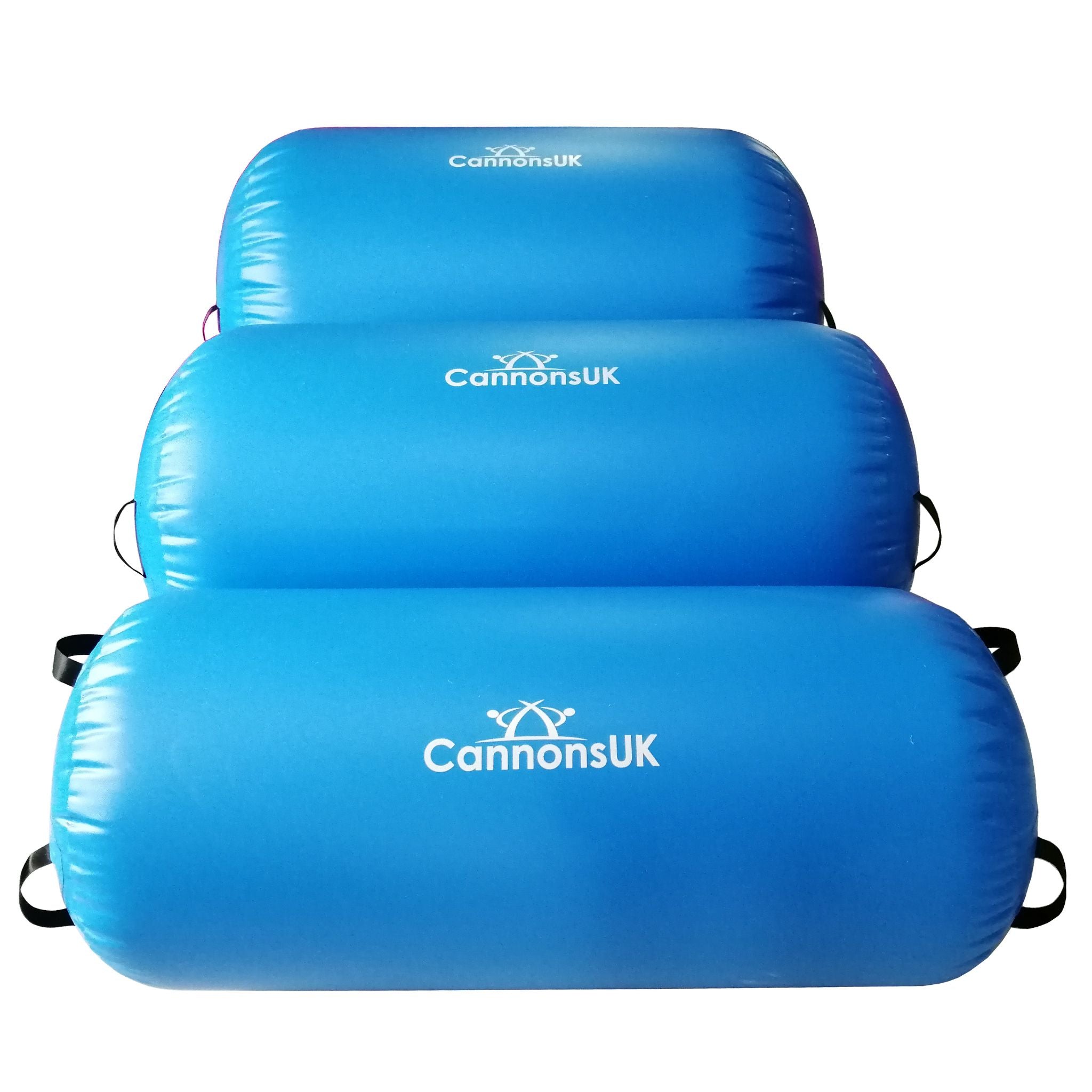 Air Roll blue — single unit stood end-on; curved cap, valve and handle.