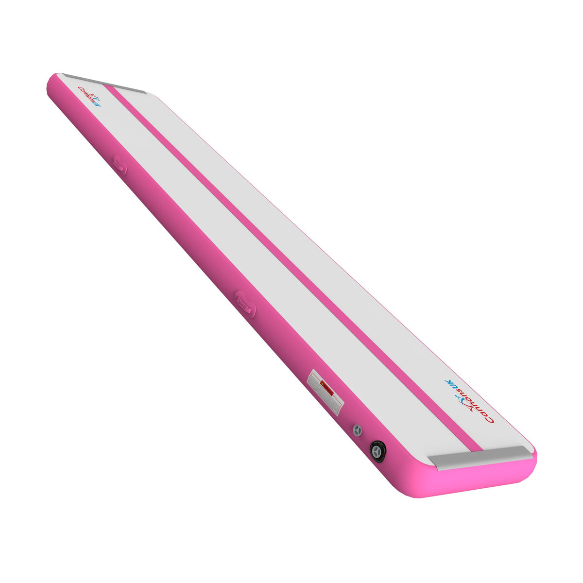 Air Track Pro 5 m × 1 m × 20 cm — pink trim, alternate long-perspective angle on white