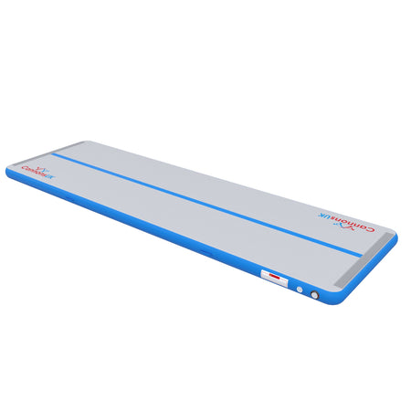 Cannons UK Air Track Pro Air Floor 5m x 1.5m x 20cm blue angled product shot on white for gymnastics clubs, cheer programmes and PE training