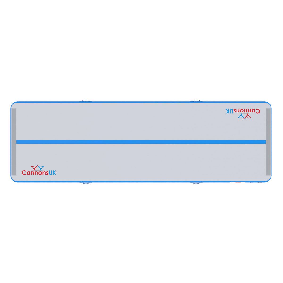 Cannons UK Air Track Pro Air Floor 5m x 1.5m x 20cm blue top-down view with centre line for gymnastics, cheer tumbling and floor skills