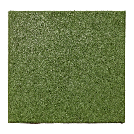 Cannons UK rubber playground tile green, 50×50×20 mm — full top surface view showing slip-resistant texture