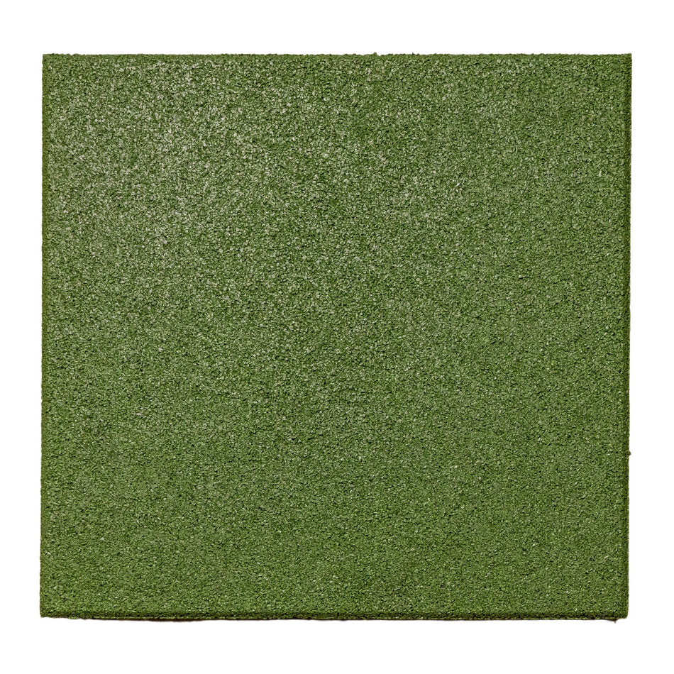 Cannons UK rubber playground tile green, 50×50×20 mm — full top surface view showing slip-resistant texture