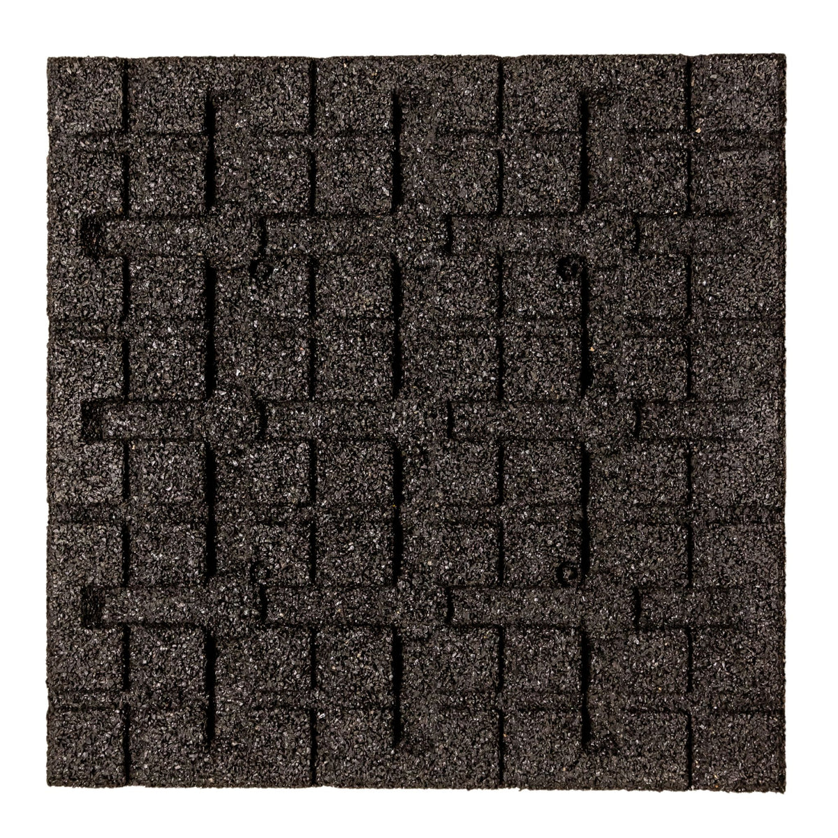 Black tile — macro of top pattern for traction and wear resistance.