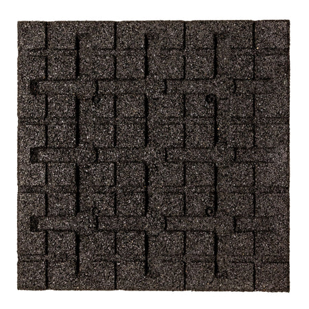 Black tile — macro of top pattern for traction and wear resistance.