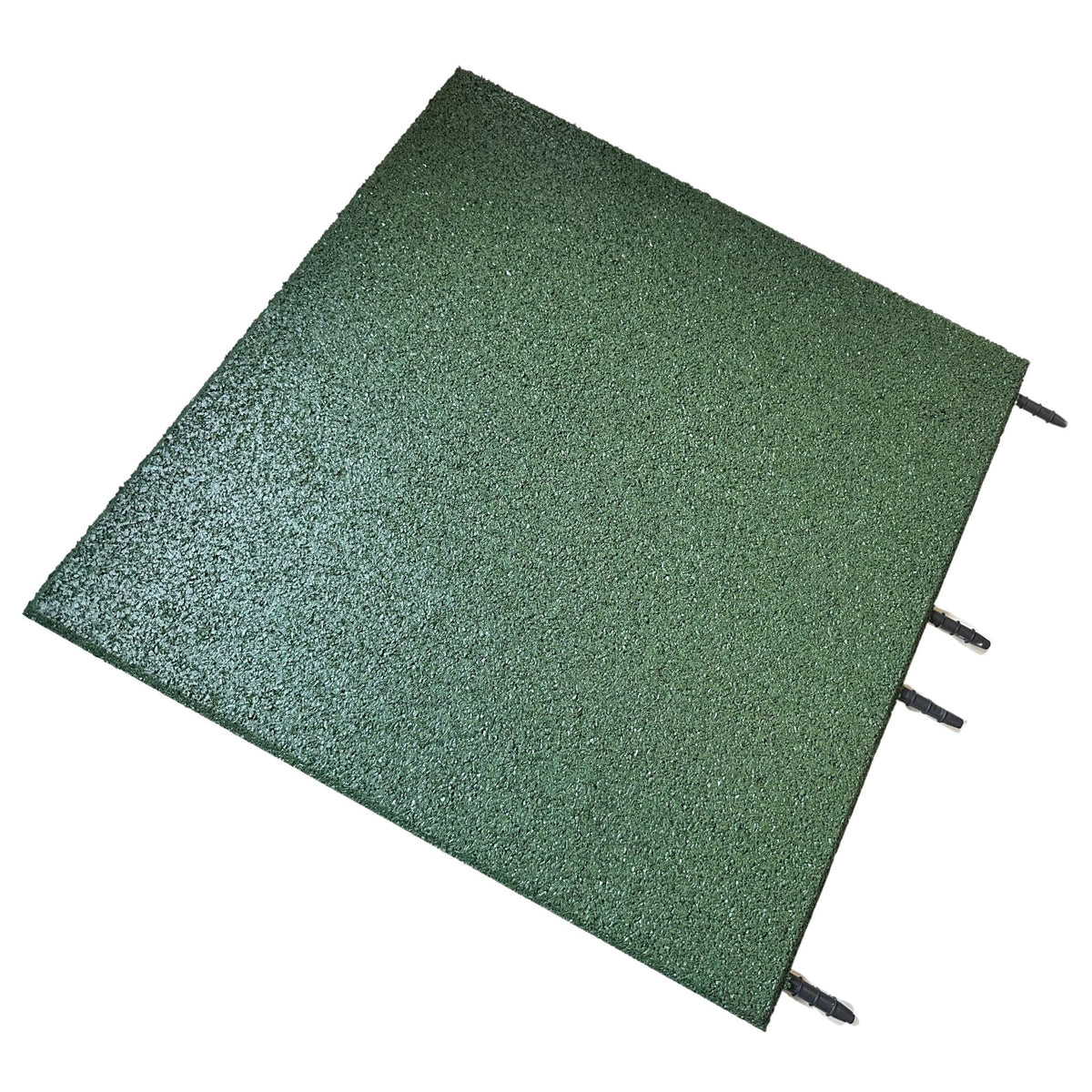 Green 50×50×30 mm tile — studio angle with dowel connectors, non-slip top.