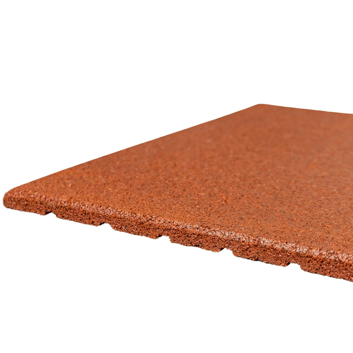 Red tile top surface, 50×50×20 mm — close-up of anti-slip crumb texture