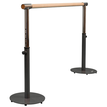 Close-up of height adjustment mechanism on commercial barre

