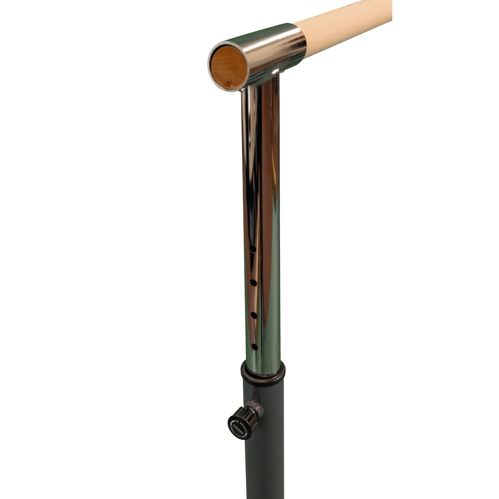 Commercial barre showing wood-grain finish underside
