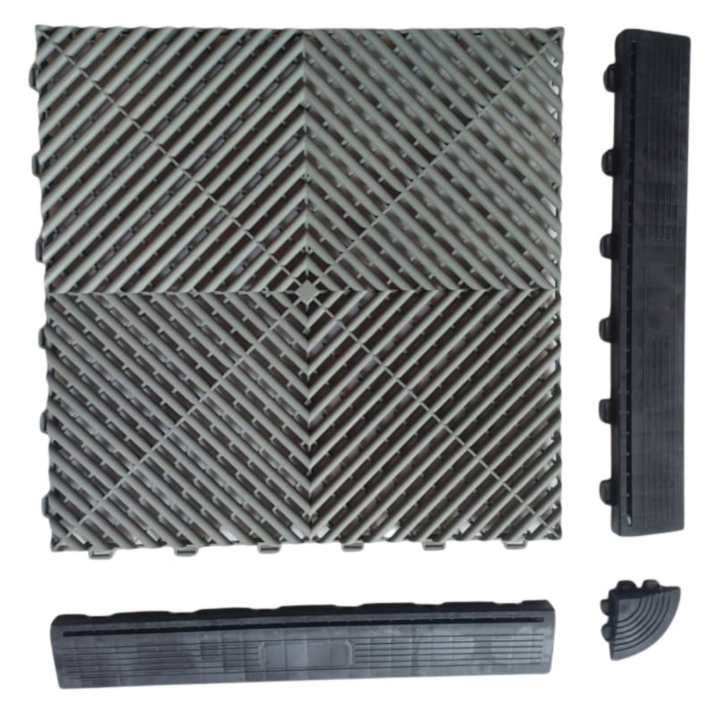 UltraLock™ PP Garage Tile Edge Ramps & Corner Pieces | Finishing Edges for Vented Garage Tiles