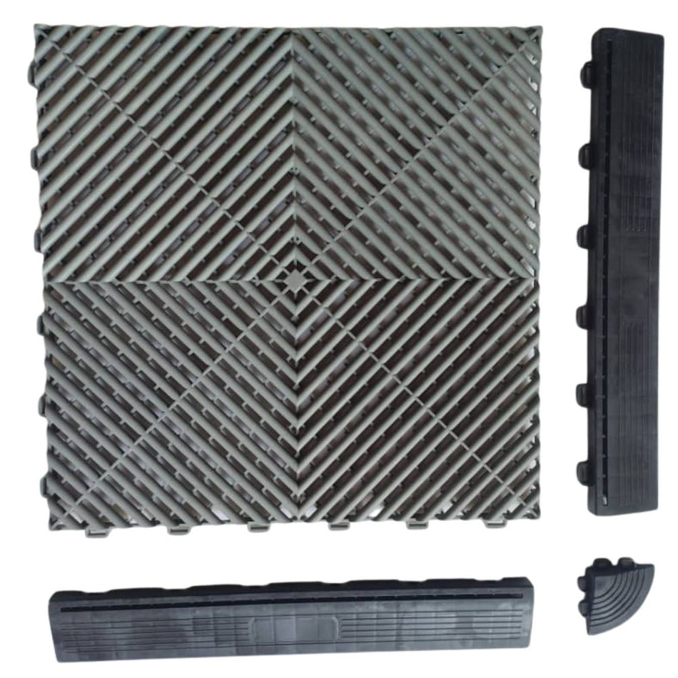 UltraLock™ PP Garage Tile Edge Ramps & Corner Pieces | Finishing Edges for Vented Garage Tiles